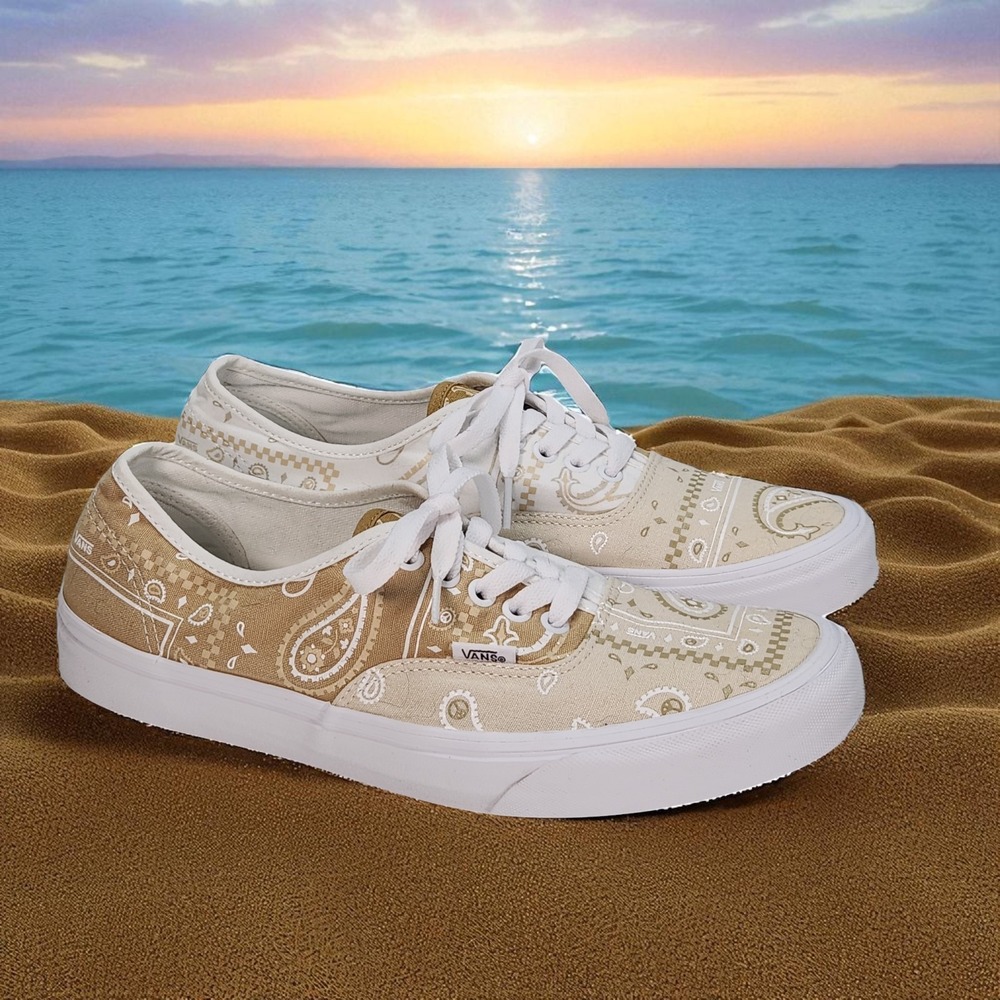 Vans Peace Paisley Authentic Unity True White Skate Sneakers Mens 10 VN0A5KRDATI